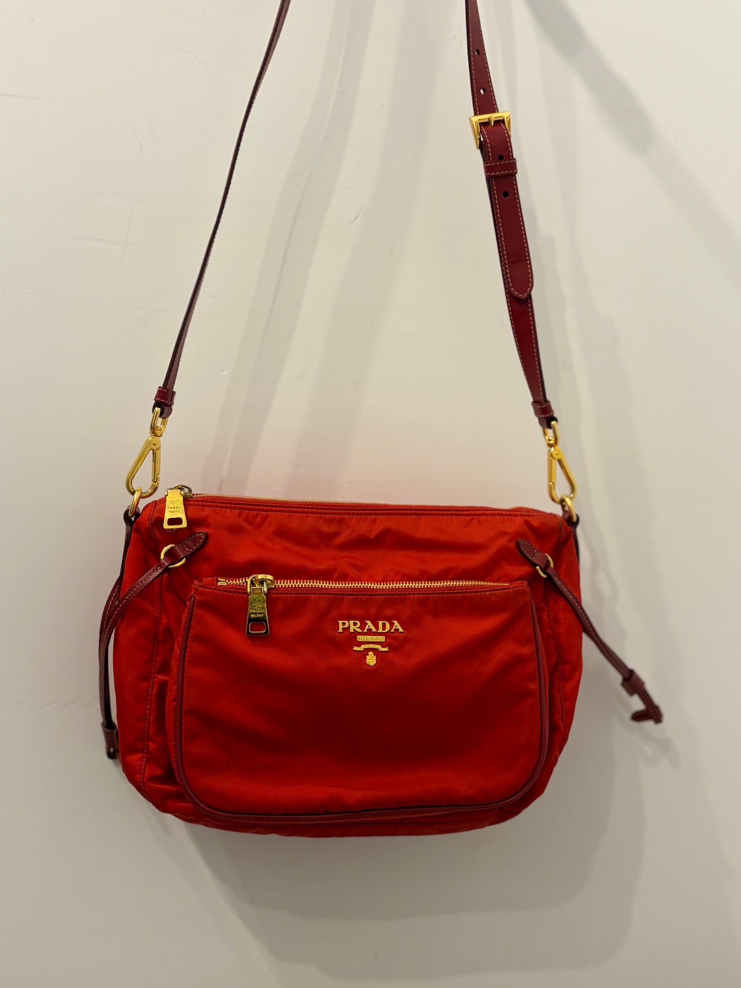 Prada Red Tessuto Nylon Crossbody/Shoulder Bag