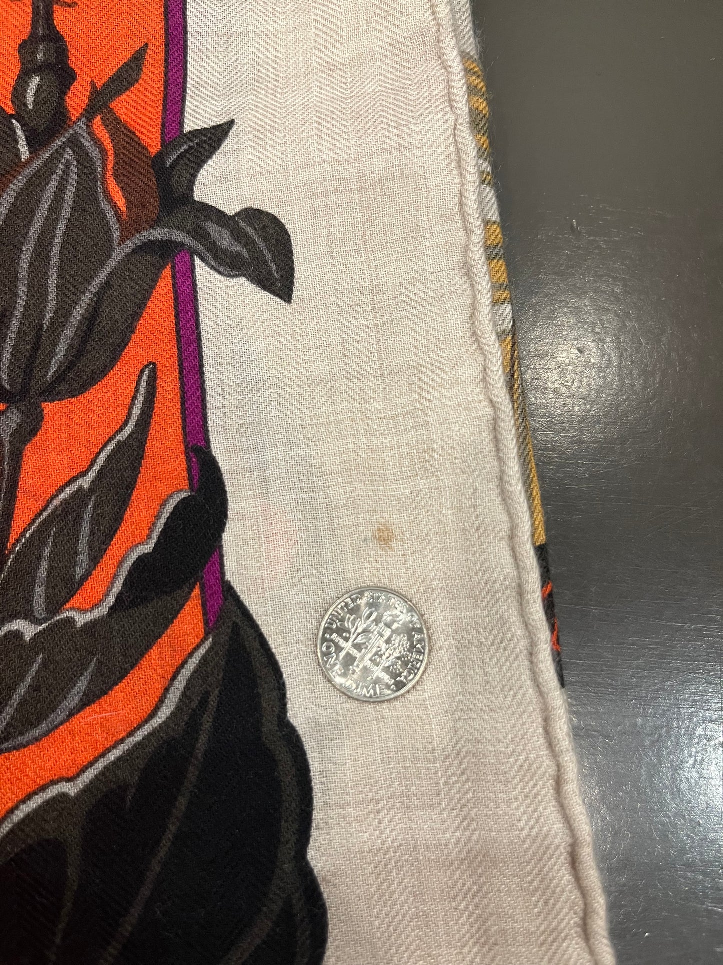 Hermès “Toutsy” Cashmere/Silk Shawl 140 – Beige / Gold / Black / Orange