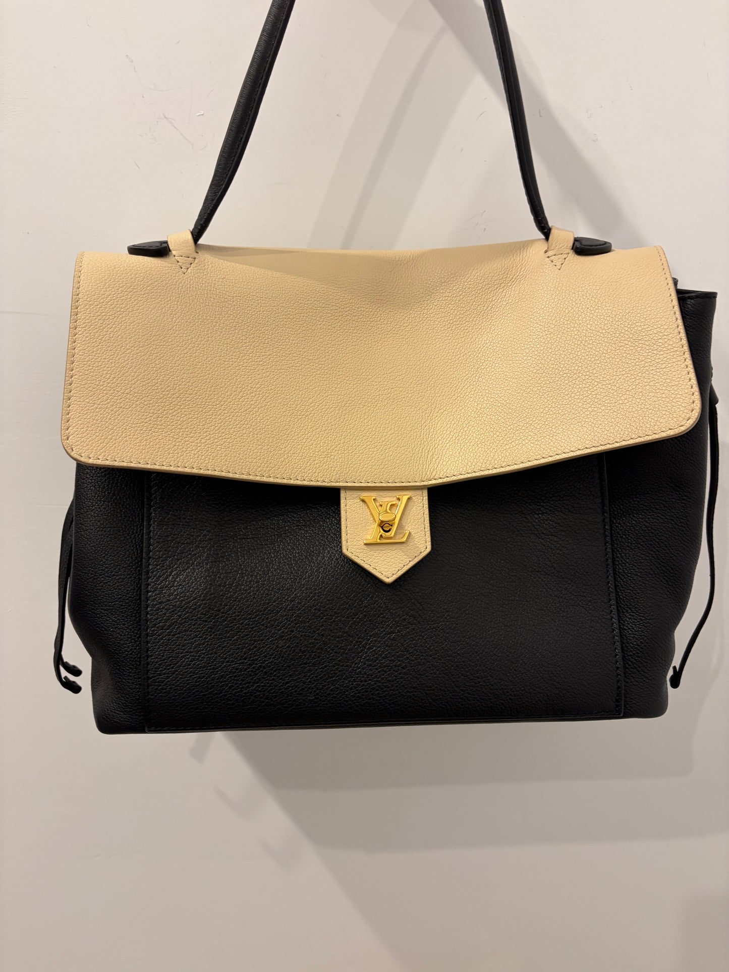 Louis Vuitton Lockme II MM Noir & Vanille Calfskin Leather Top Handle Bag