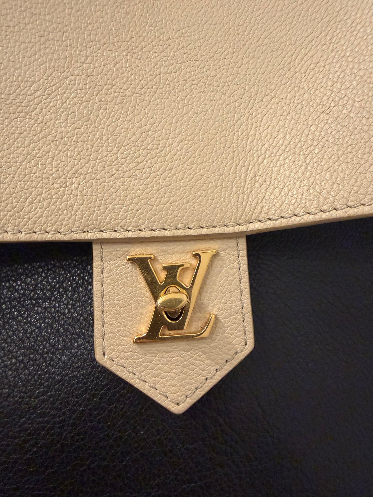 Louis Vuitton Lockme II MM Noir & Vanille Calfskin Leather Top Handle Bag