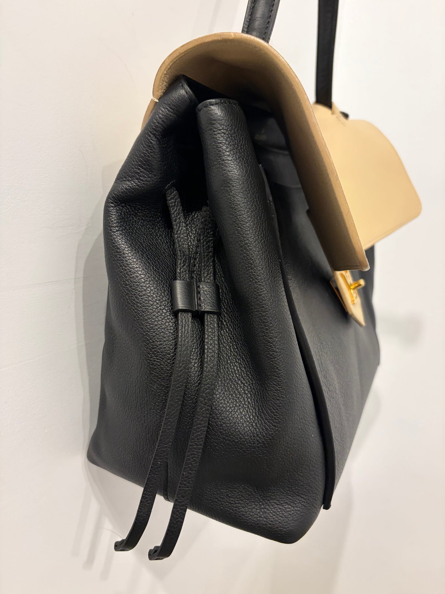 Louis Vuitton Lockme II MM Noir & Vanille Calfskin Leather Top Handle Bag