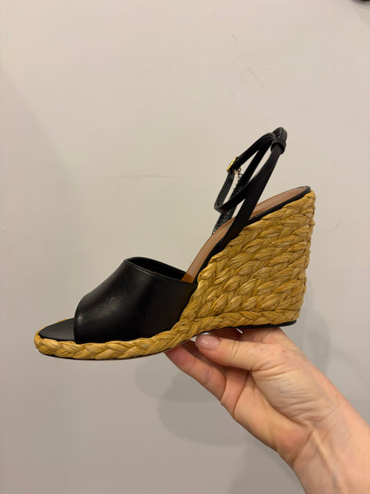Saint Laurent Tribute Raffia Wedge Sandals 38.5