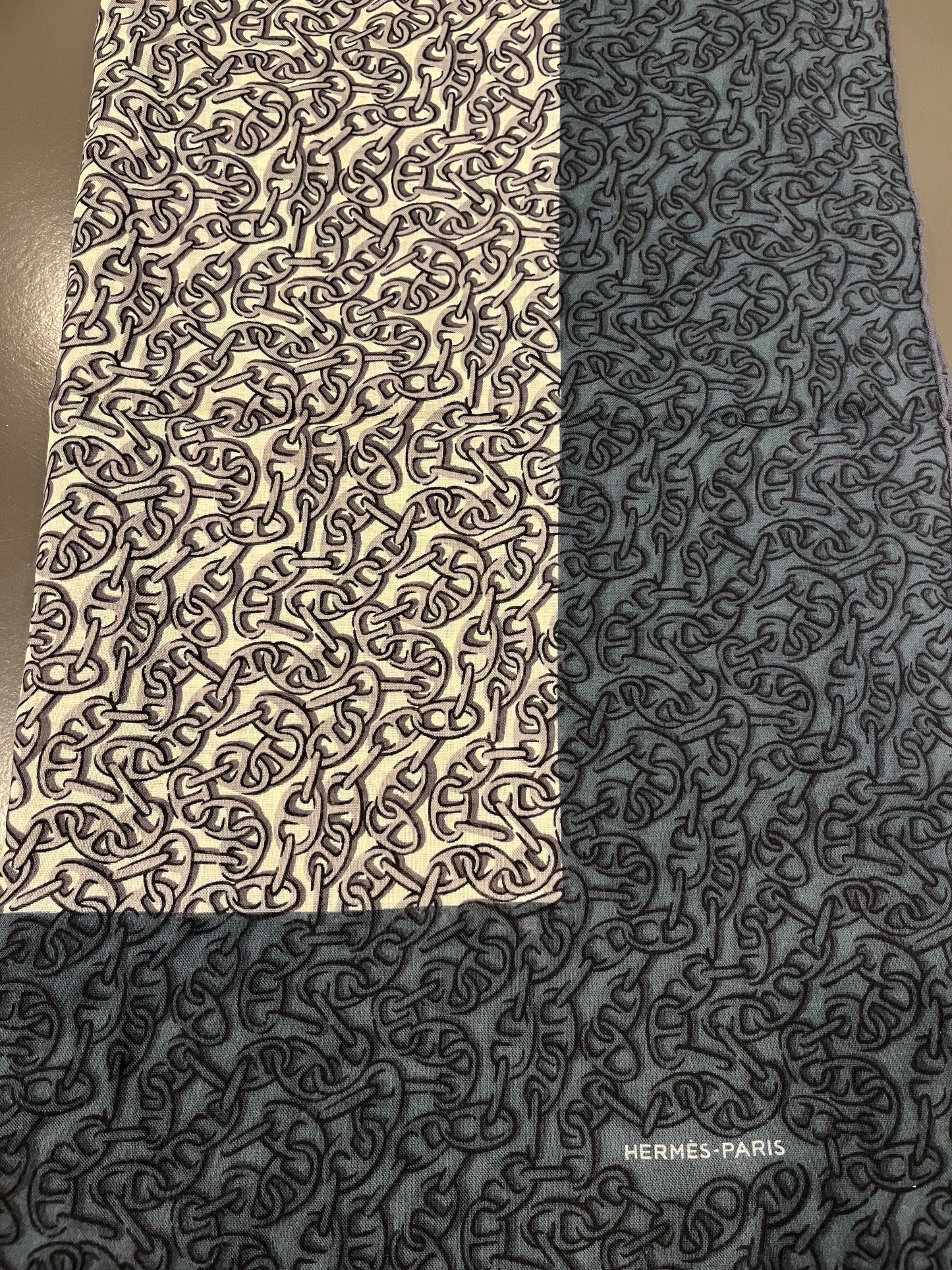 Hermes carre 140 Naoussa (Blue colorway) Chaine d'Ancre Motif