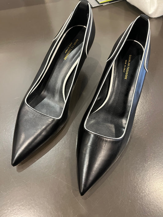 Scanlan Theodore Black/white contrast trim kitten heel 38