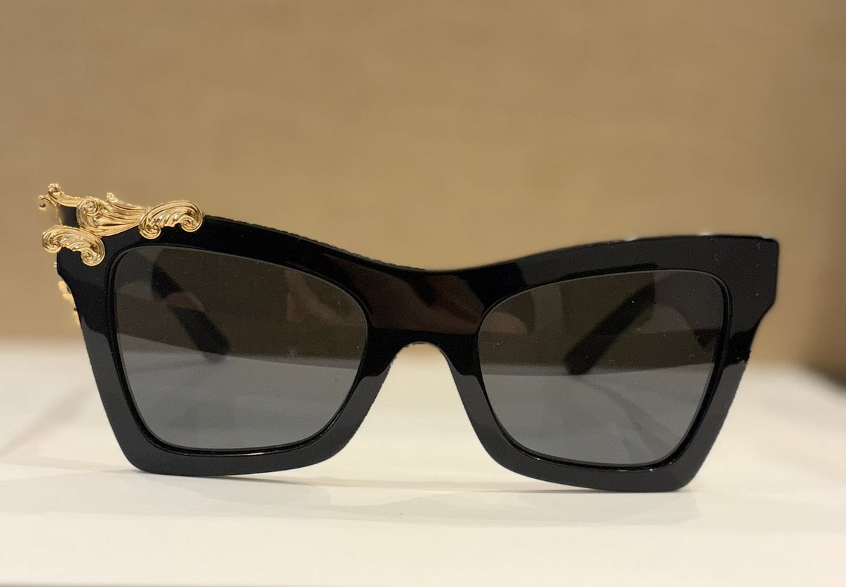 Dolce & Gabbana DG Logo Baroque Black Oversized Sunglasses