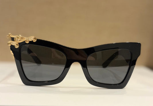 Dolce & Gabbana DG Logo Baroque Black Oversized Sunglasses