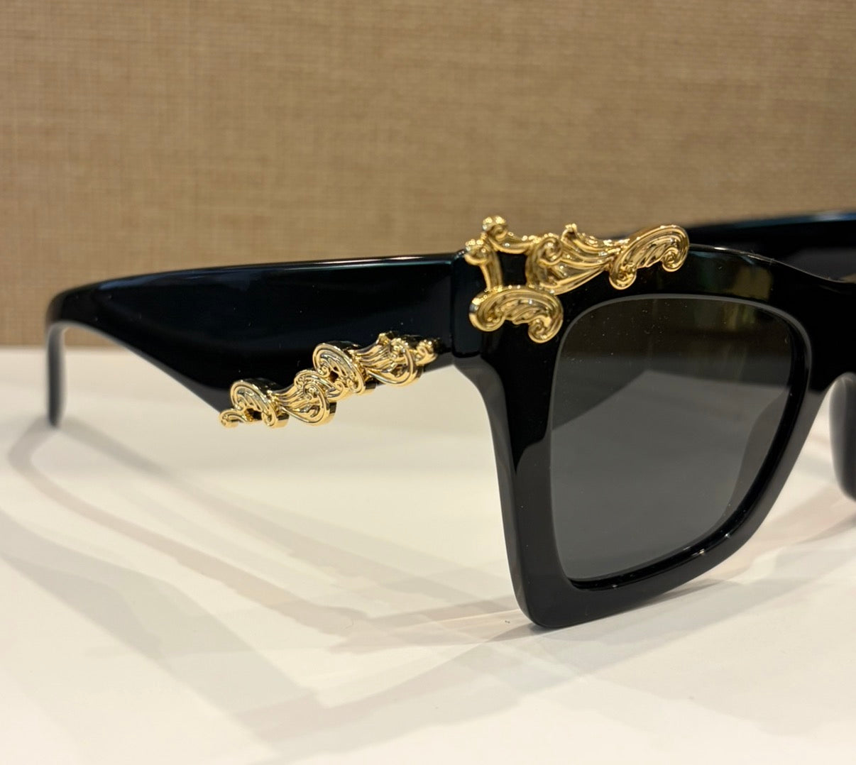 Dolce & Gabbana DG Logo Baroque Black Oversized Sunglasses