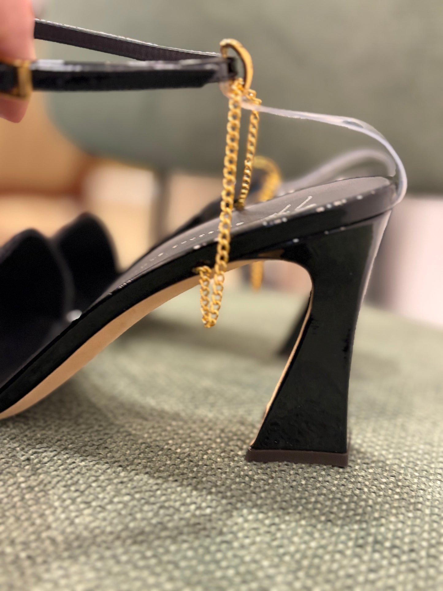 Giuseppe Zanotti Black Chain Suede & Patent Leather Chain Sandals - Size 38