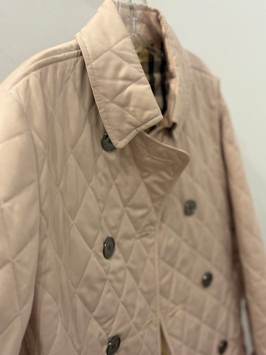 Burberry Blush Pink Quilted Double-Breasted Nova Check Lining - Small