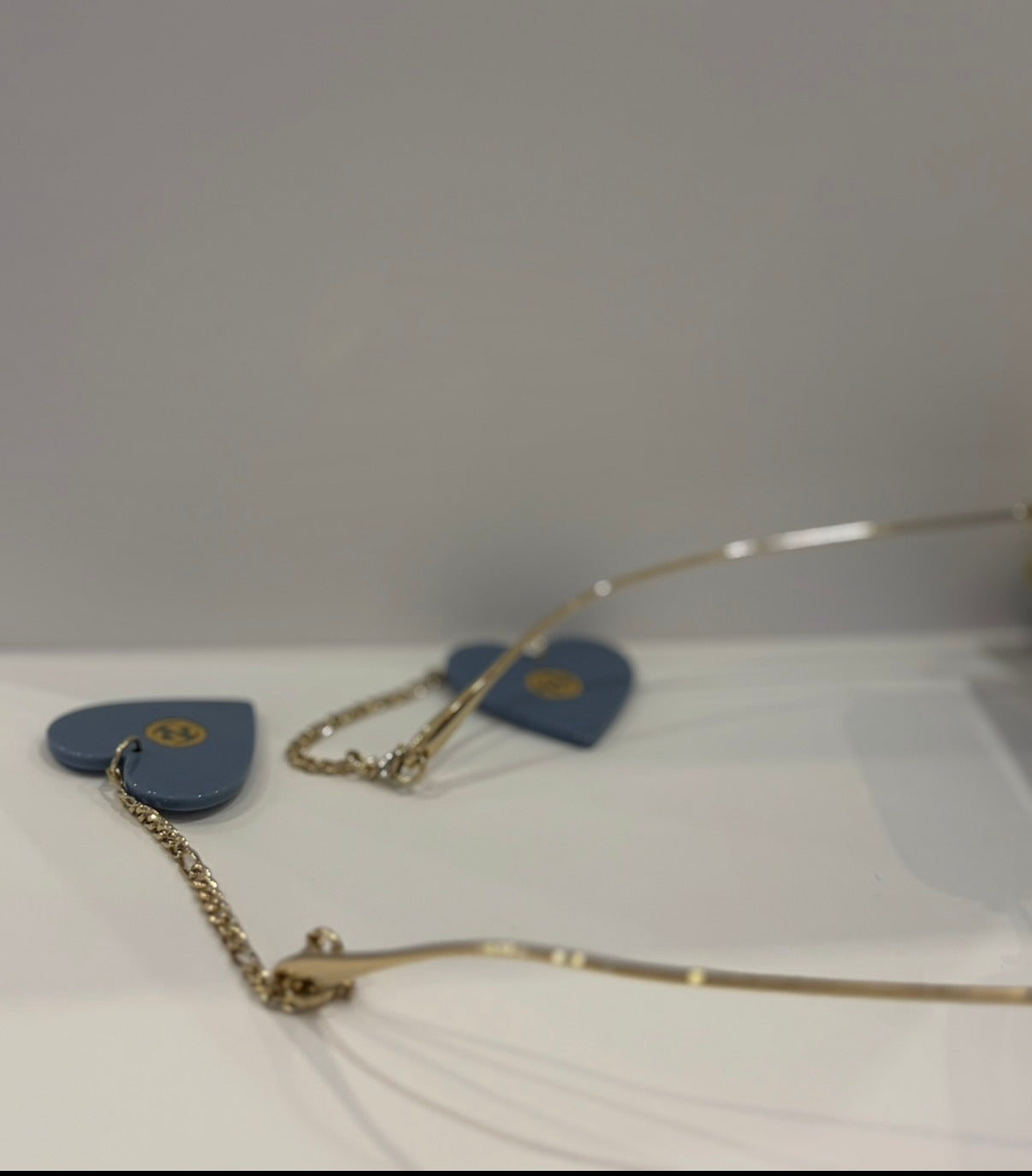 Gucci Rimless Oversize Square Sunglasses with Blue Heart Charms