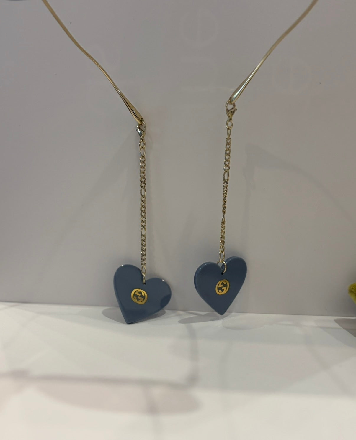Gucci Rimless Oversize Square Sunglasses with Blue Heart Charms