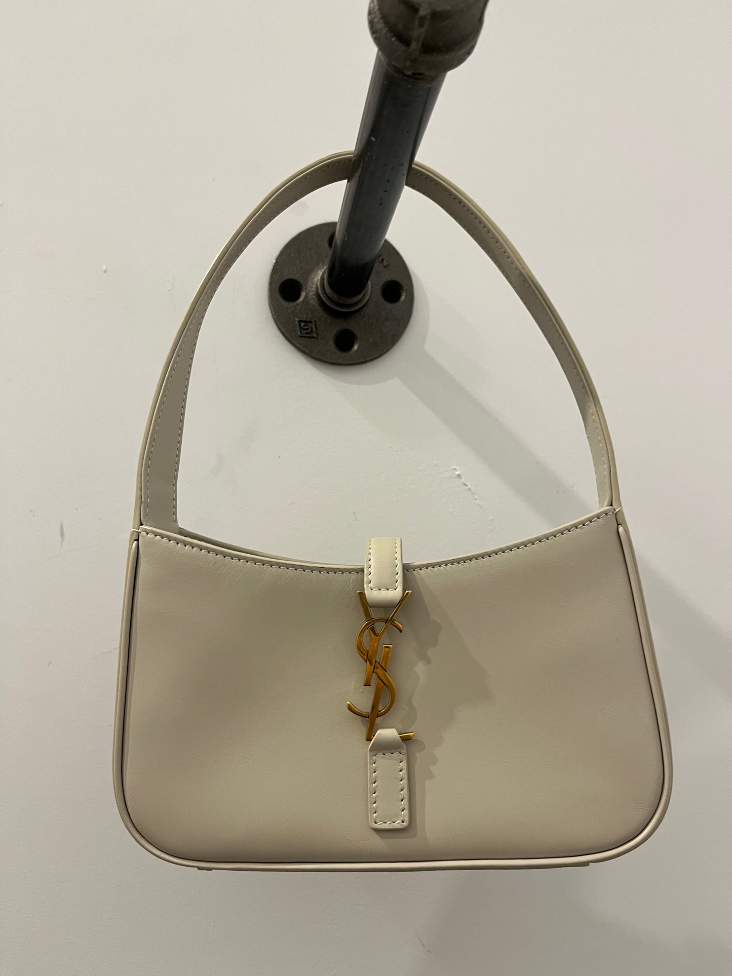 Saint Laurent Le 5 À 7 Mini Hobo Bag – Blanc Vintage with Gold Hardware
