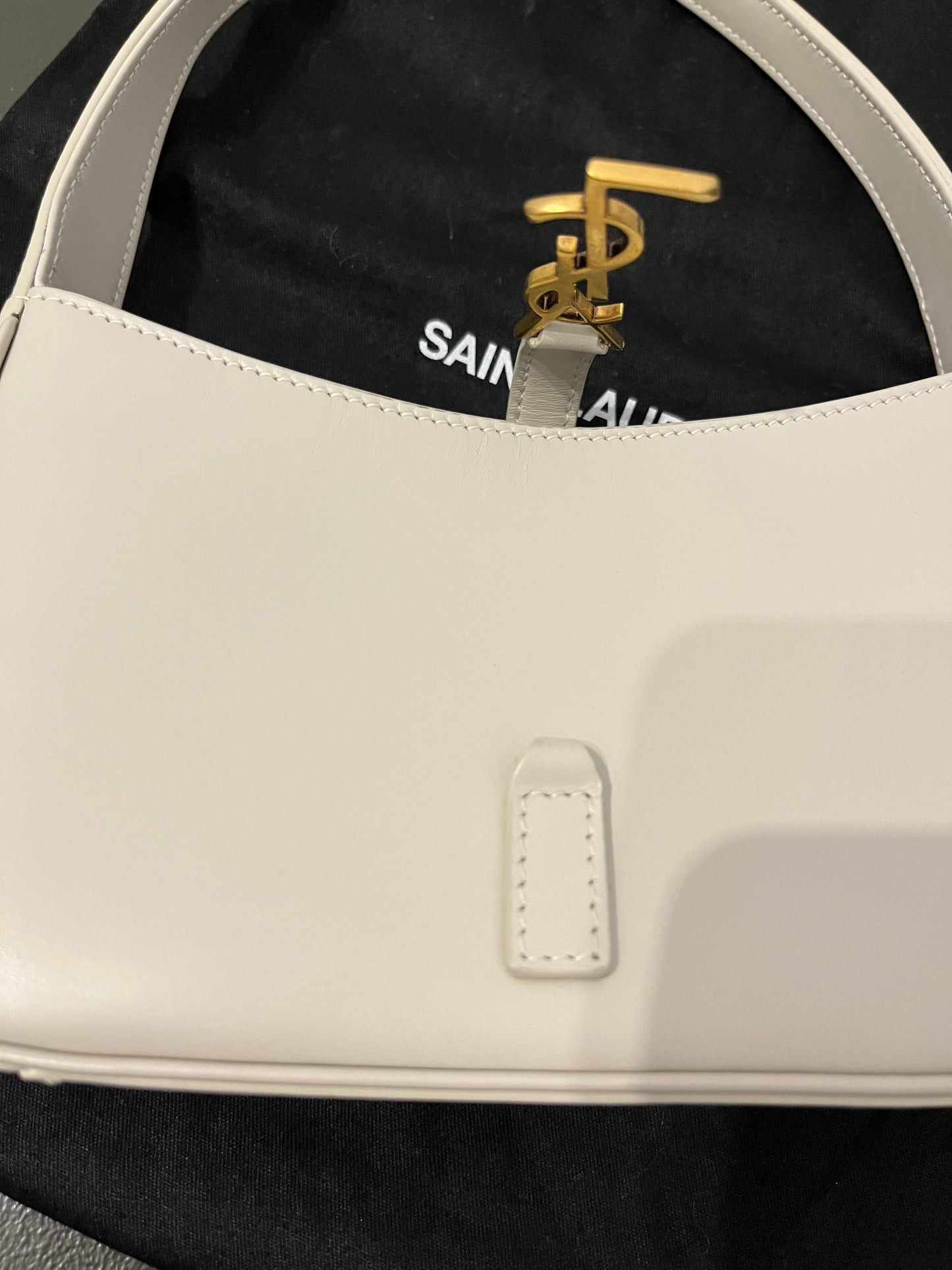 Saint Laurent Le 5 À 7 Mini Hobo Bag – Blanc Vintage with Gold Hardware