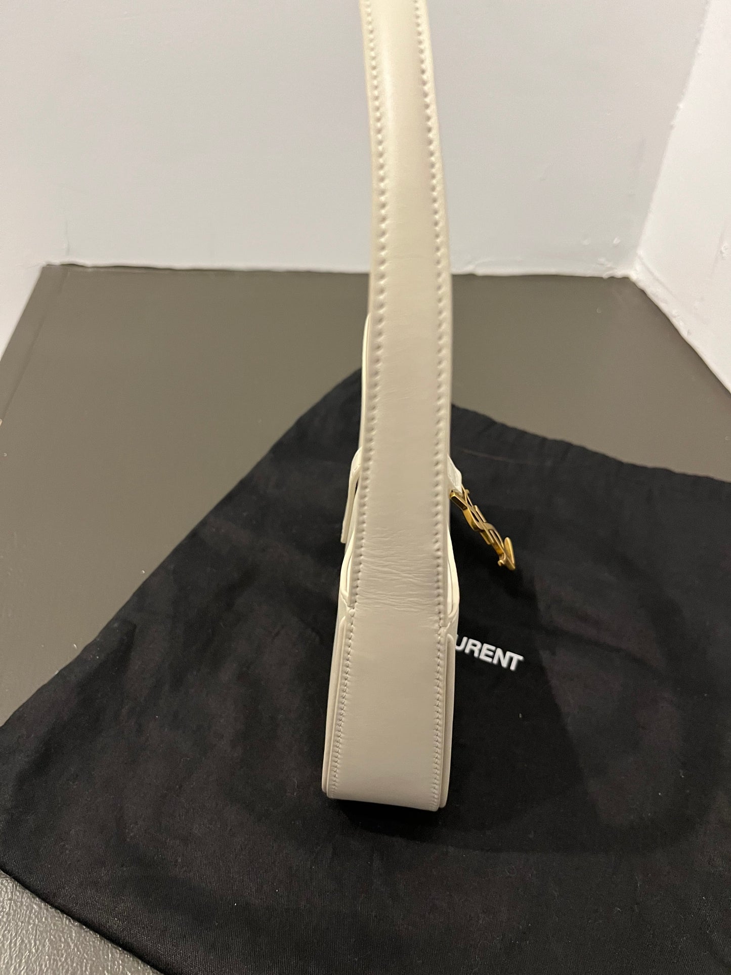 Saint Laurent Le 5 À 7 Mini Hobo Bag – Blanc Vintage with Gold Hardware