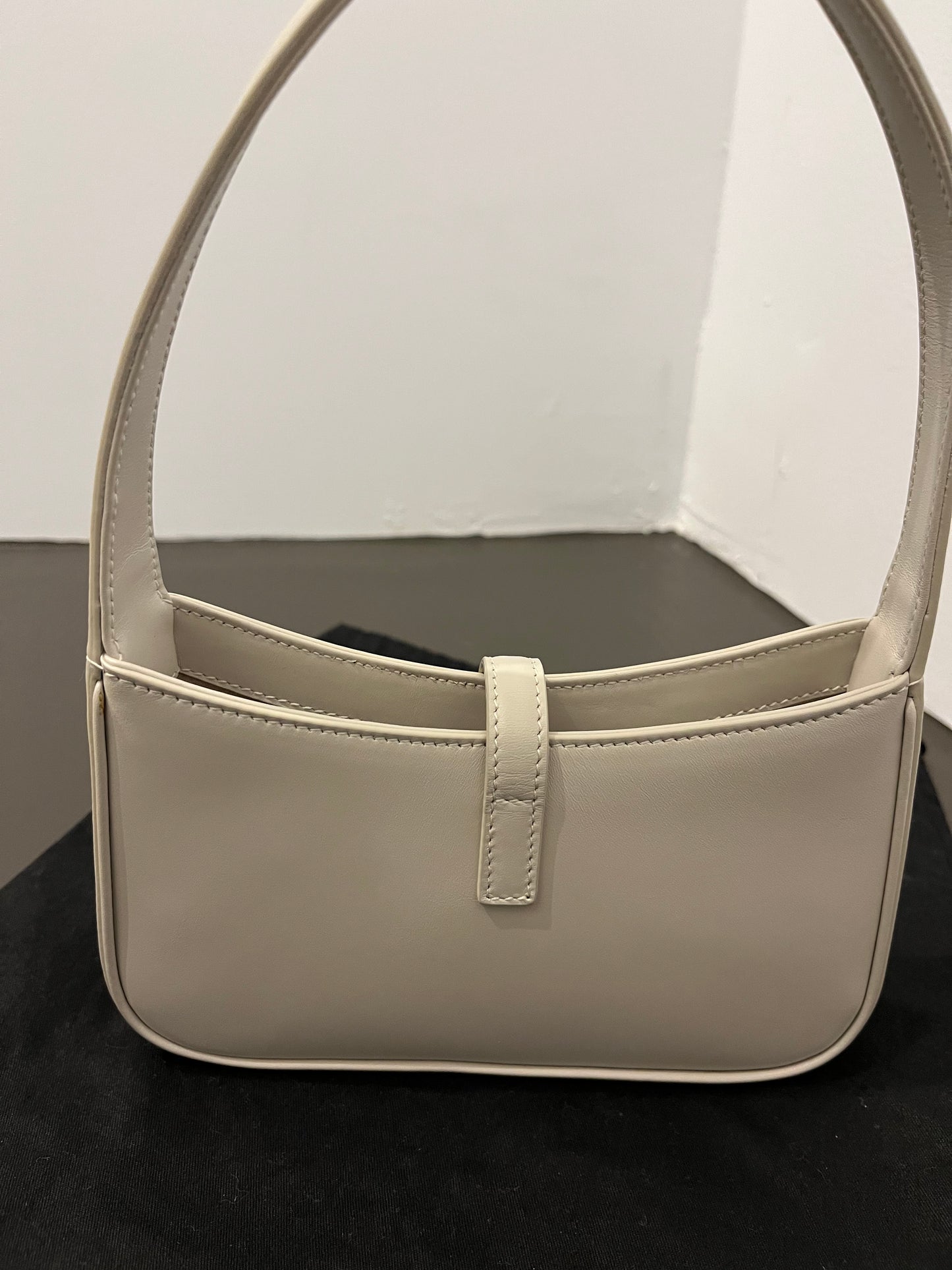 Saint Laurent Le 5 À 7 Mini Hobo Bag – Blanc Vintage with Gold Hardware