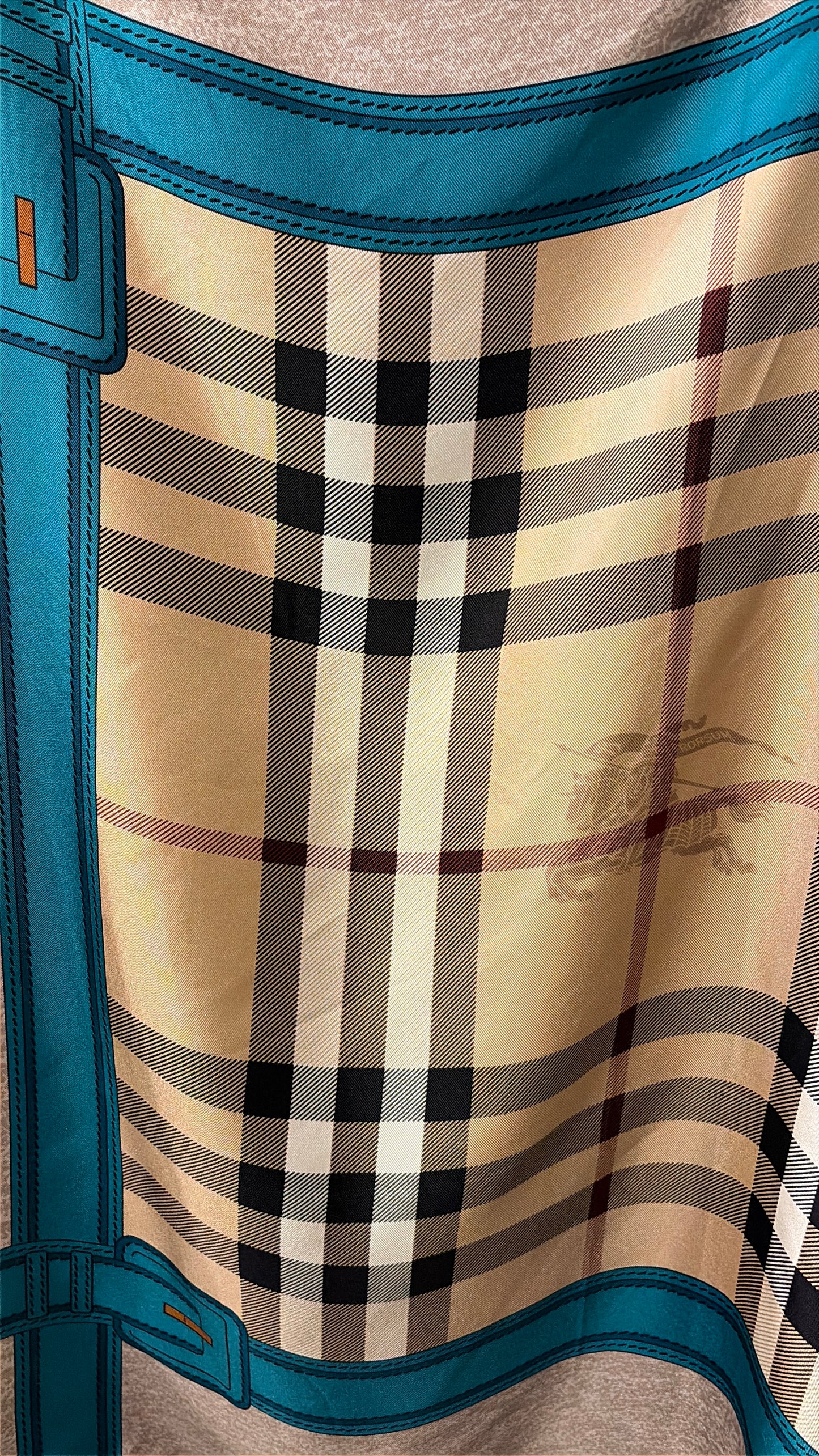 Burberry Haymarket Autumn Colour Silk Kingfisher Check Scarf