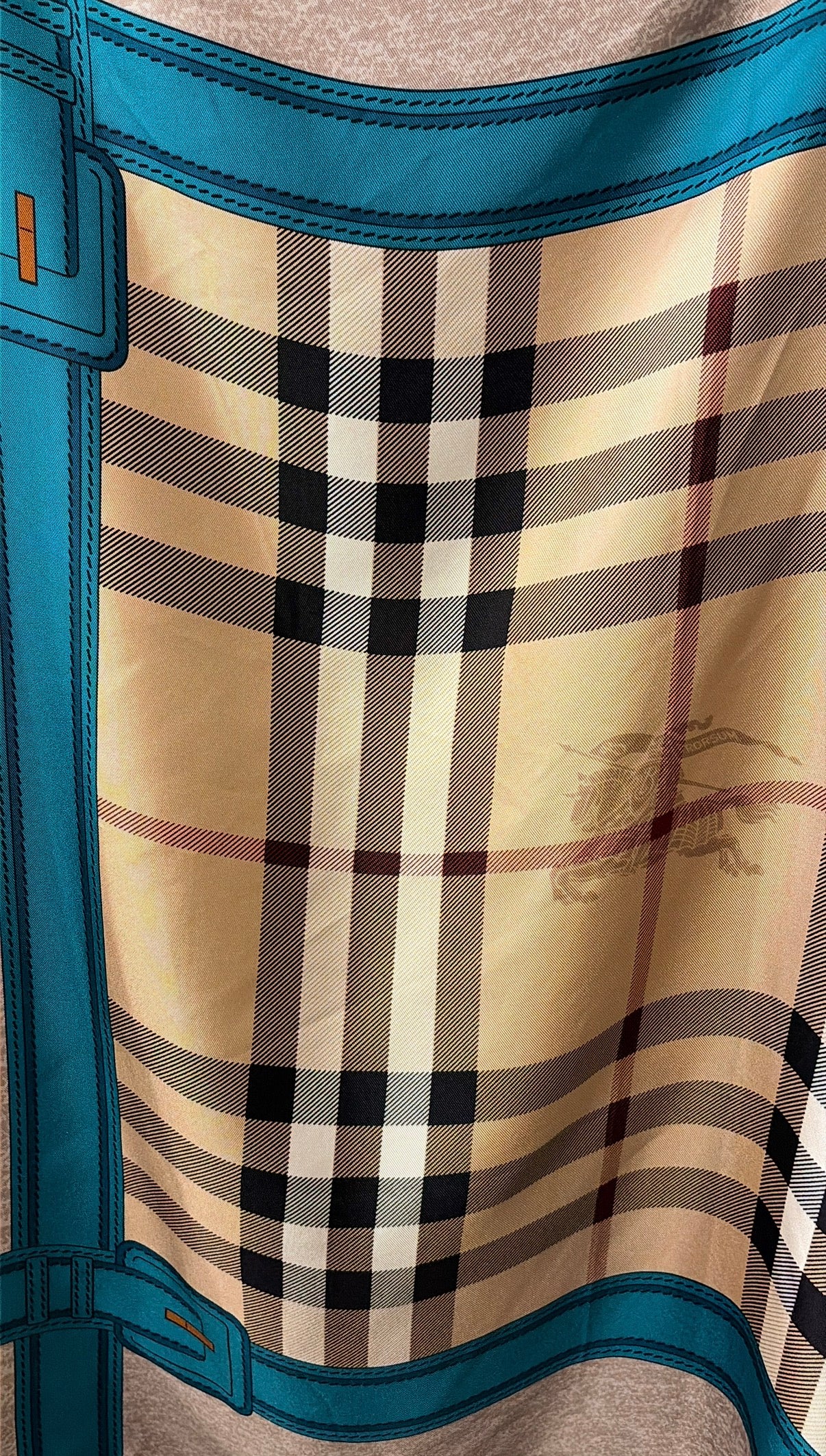 Burberry Haymarket Autumn Colour Silk Kingfisher Check Scarf