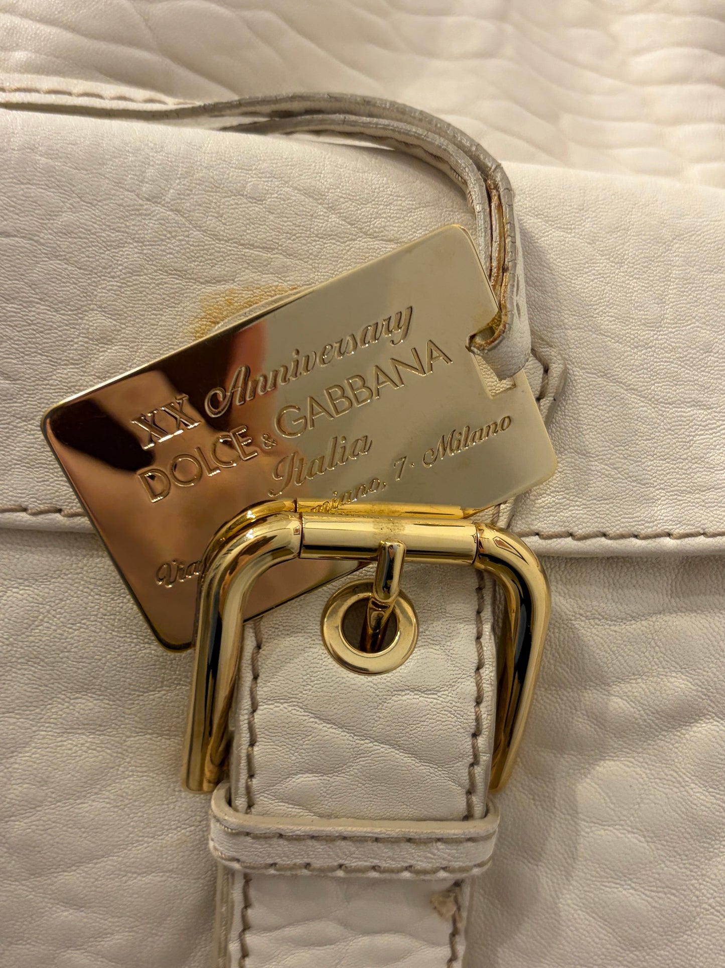 Dolce & Gabbana Anniversary XX Satchel white distressed white leather