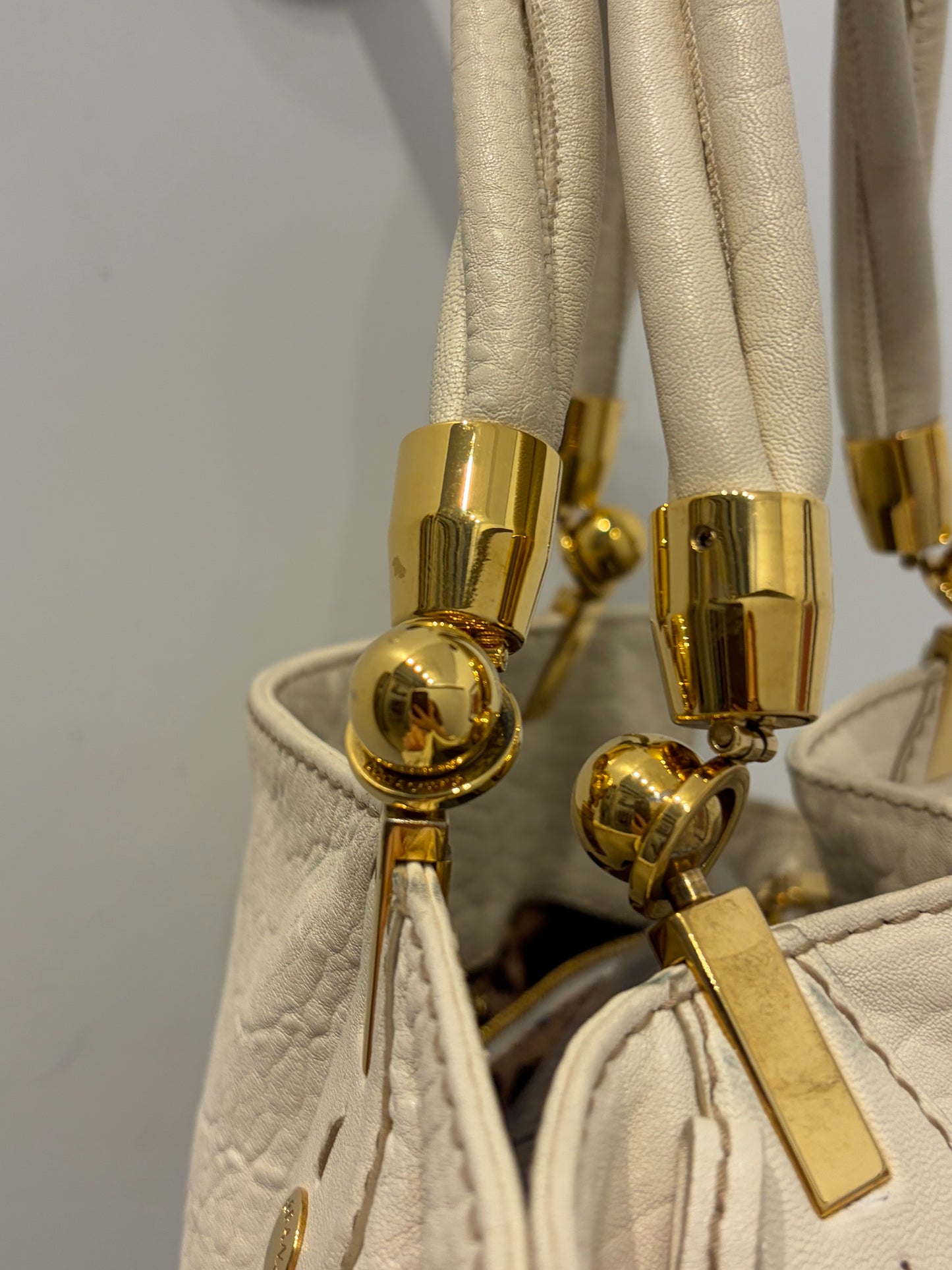 Dolce & Gabbana Anniversary XX Satchel white distressed white leather