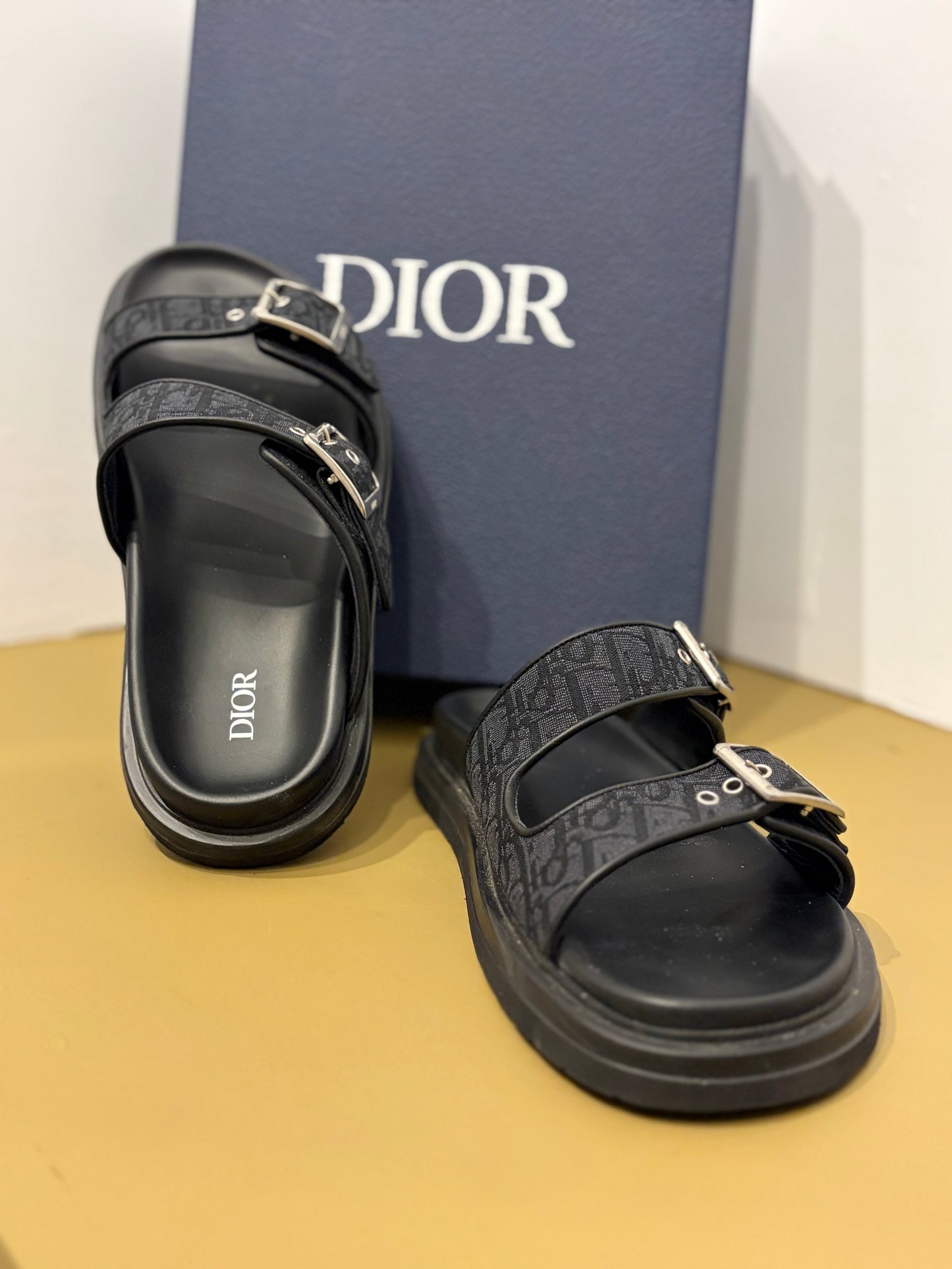 Dior Aqua Double Band Sandals Oblique Jacquard - Size 42