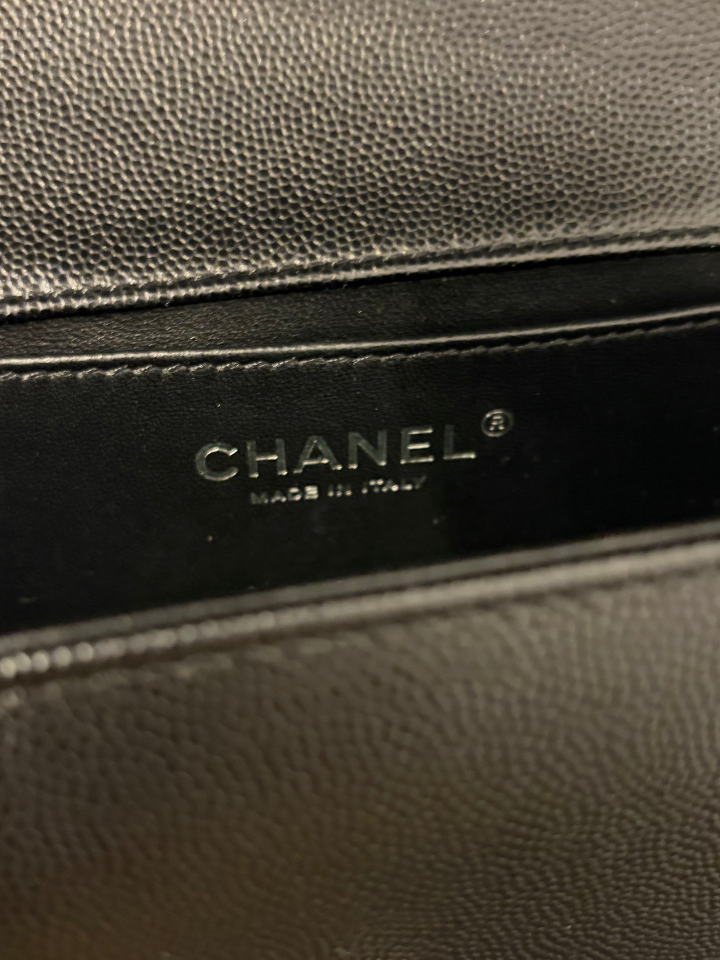 Chanel Medium Boy Flap Bag – Black Caviar Leather with Ruthenium Hardware – Pristine