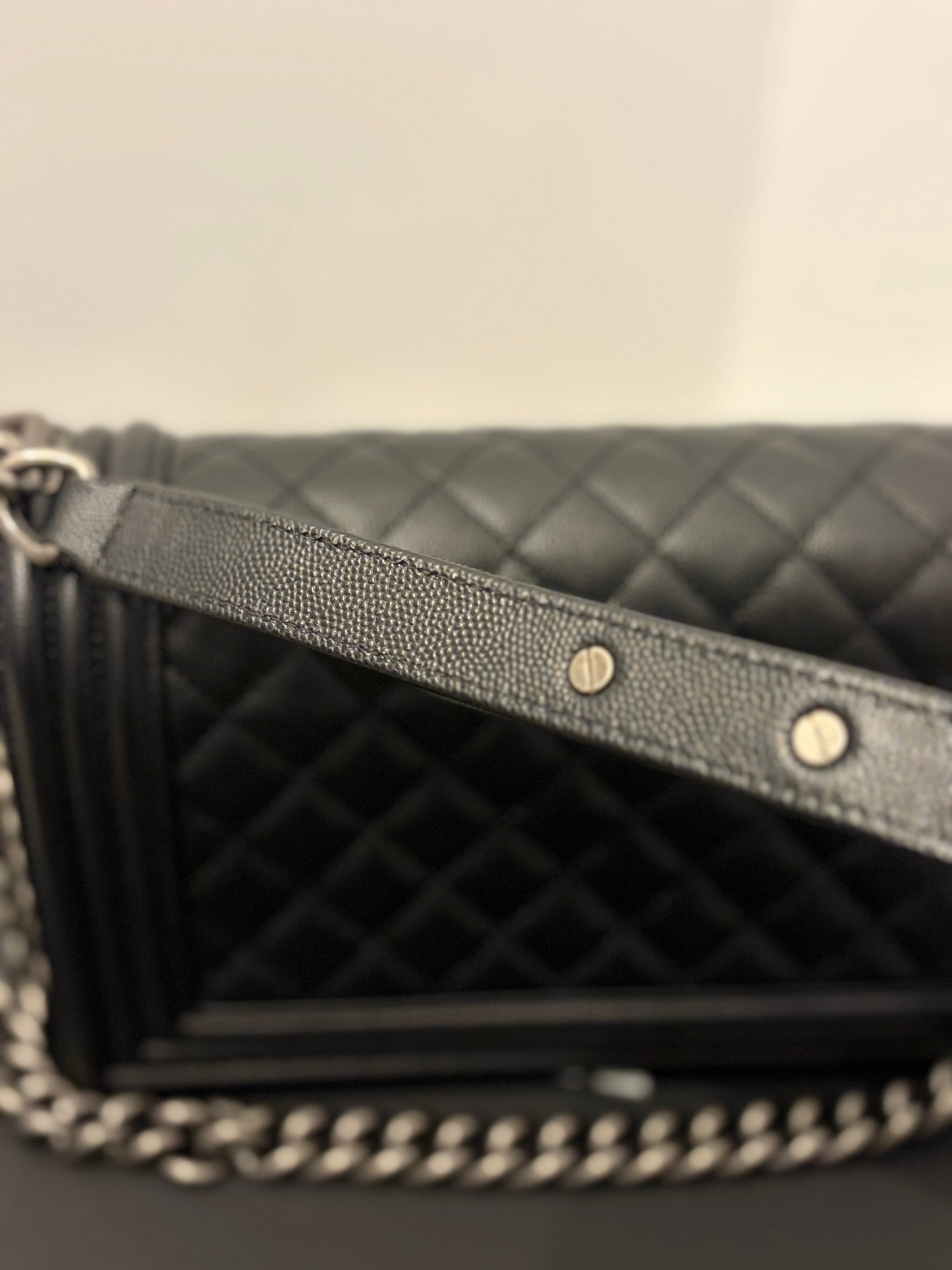 Chanel Medium Boy Flap Bag – Black Caviar Leather with Ruthenium Hardware – Pristine