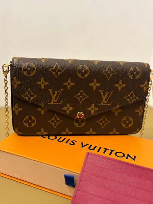 Louis Vuitton Pochette Félicie Monogram Canvas Crossbody Bag – Fuchsia Interior | Full Set