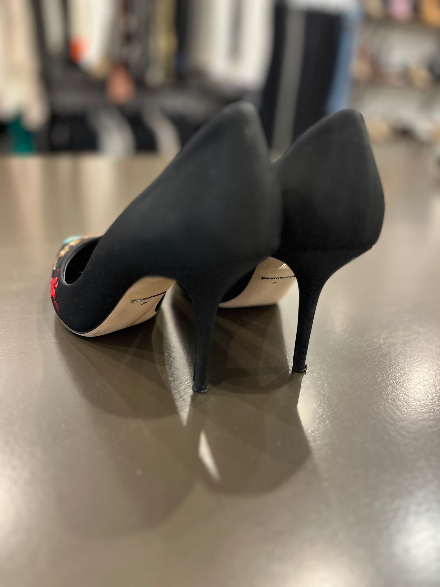 Dolce &Gabbana grosgrain sequin embroidery pump 39