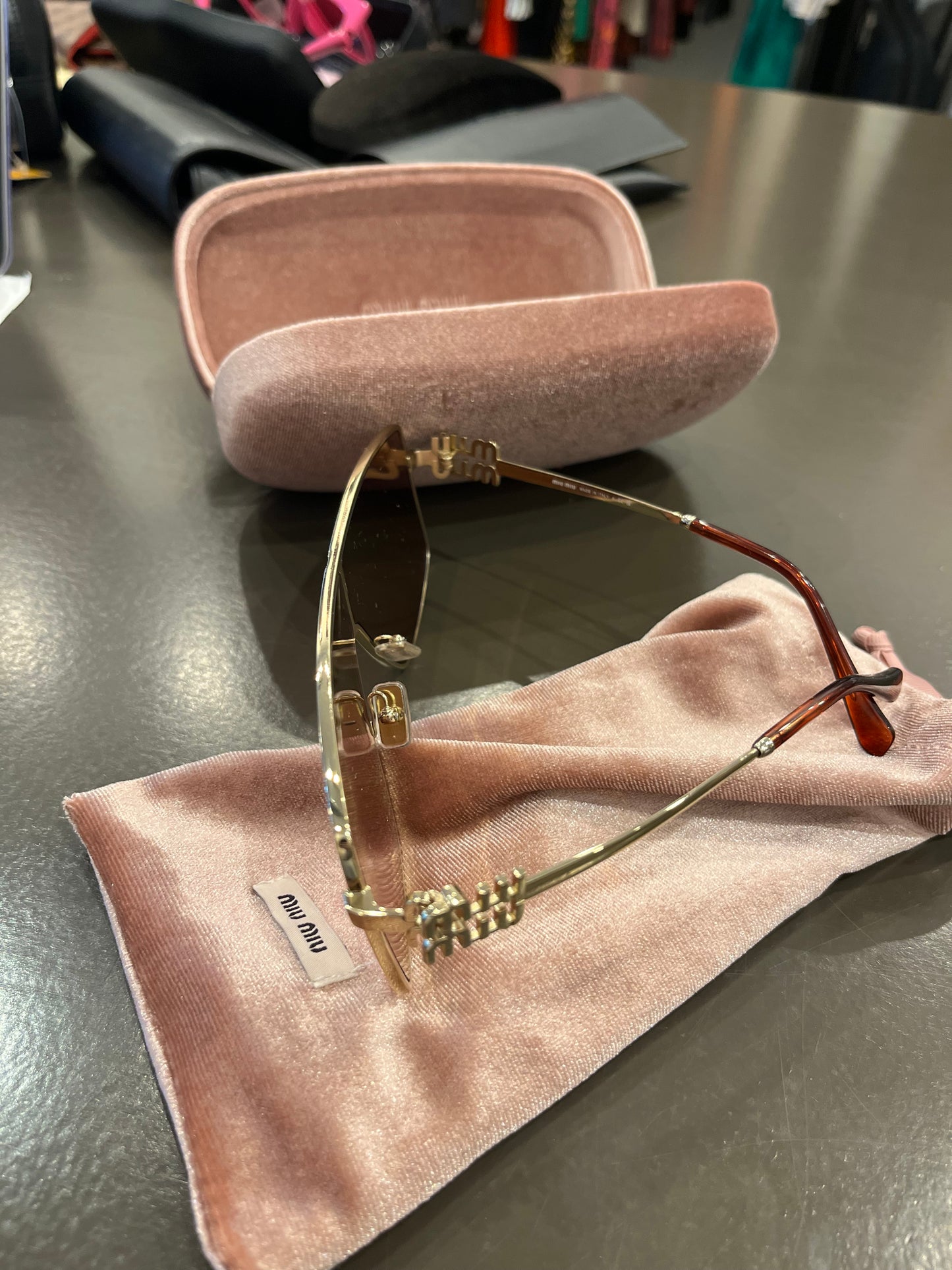 Miu Miu oversized shield pink sunglasses