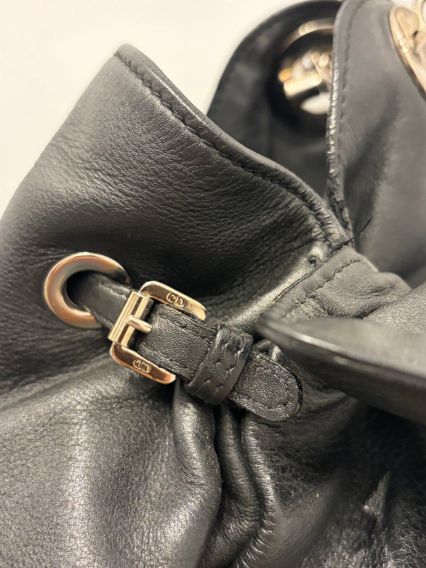 Christian Dior Black Le Trente Lambskin Gathered Tote with CD charm