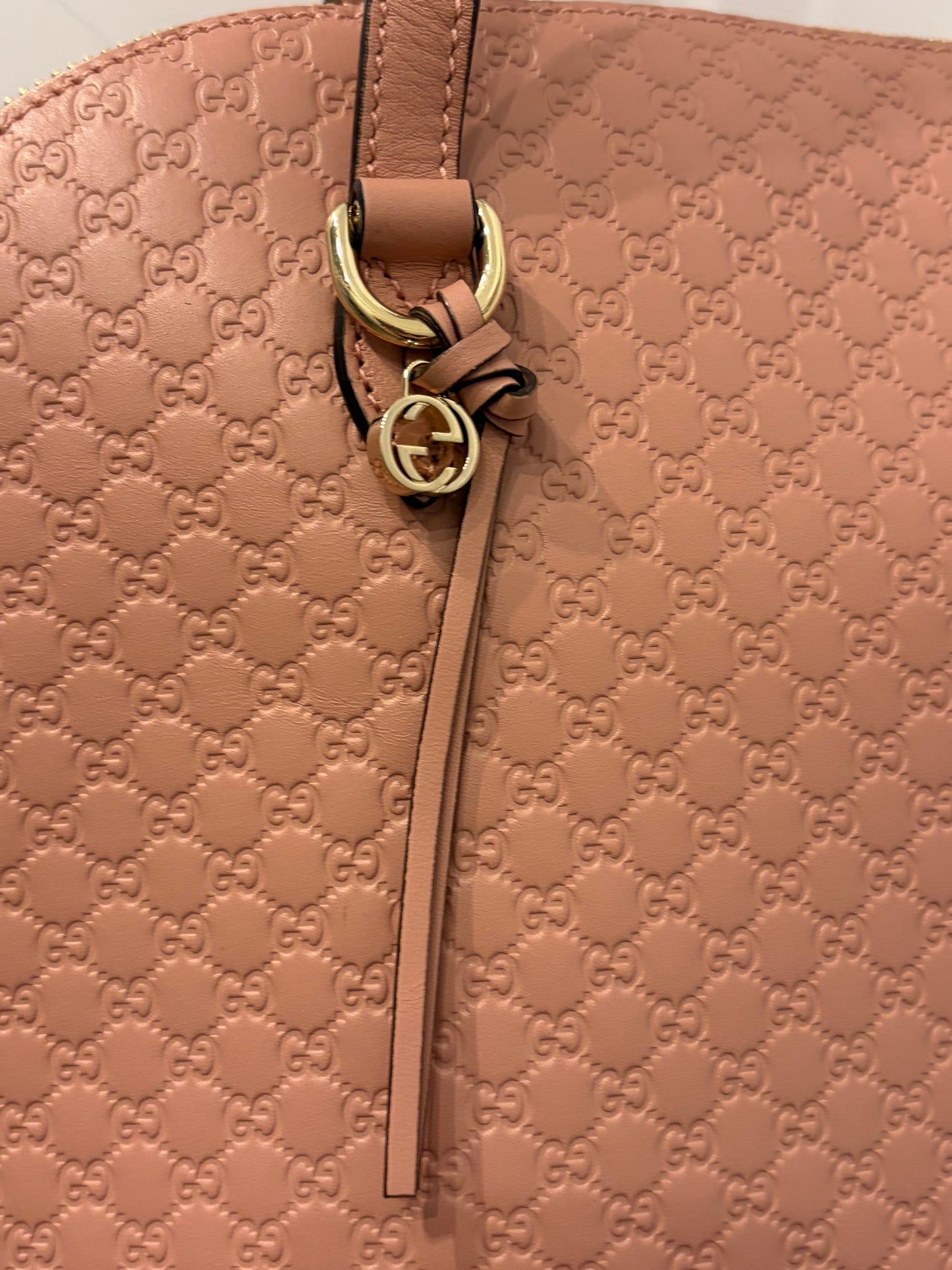 Gucci Guccissima Large Dome Tote Bag – Blush Pink Embossed Leather