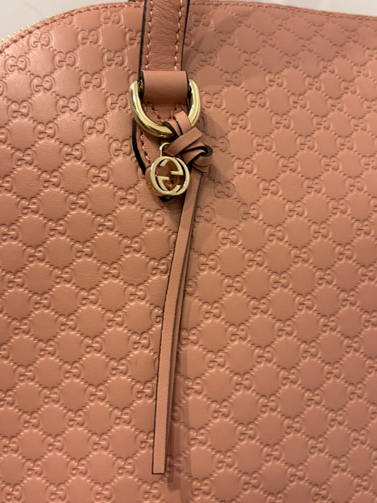 Gucci Guccissima Large Dome Tote Bag – Blush Pink Embossed Leather
