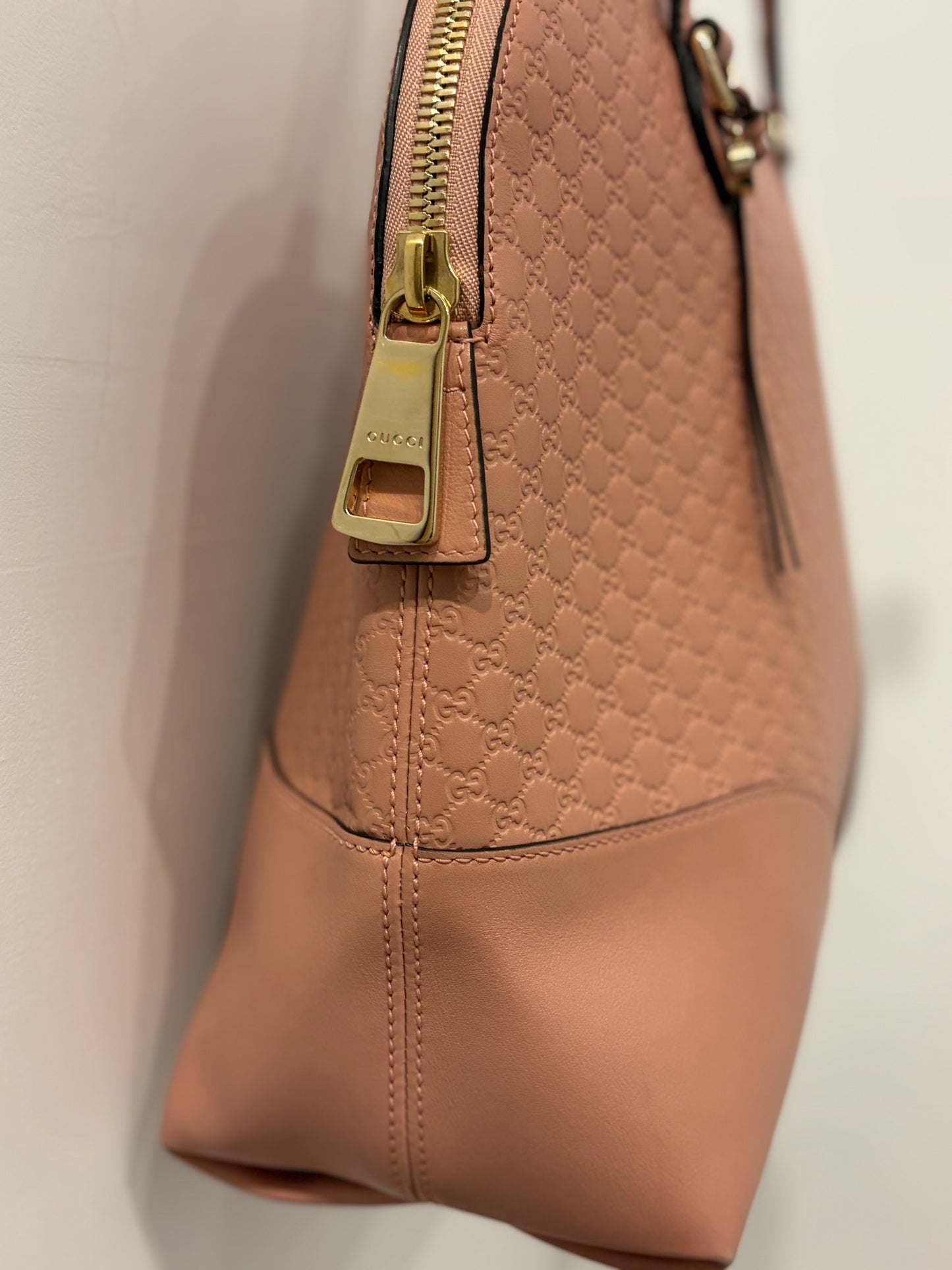 Gucci Guccissima Large Dome Tote Bag – Blush Pink Embossed Leather