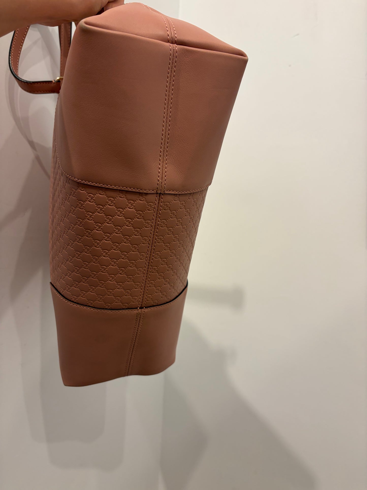 Gucci Guccissima Large Dome Tote Bag – Blush Pink Embossed Leather