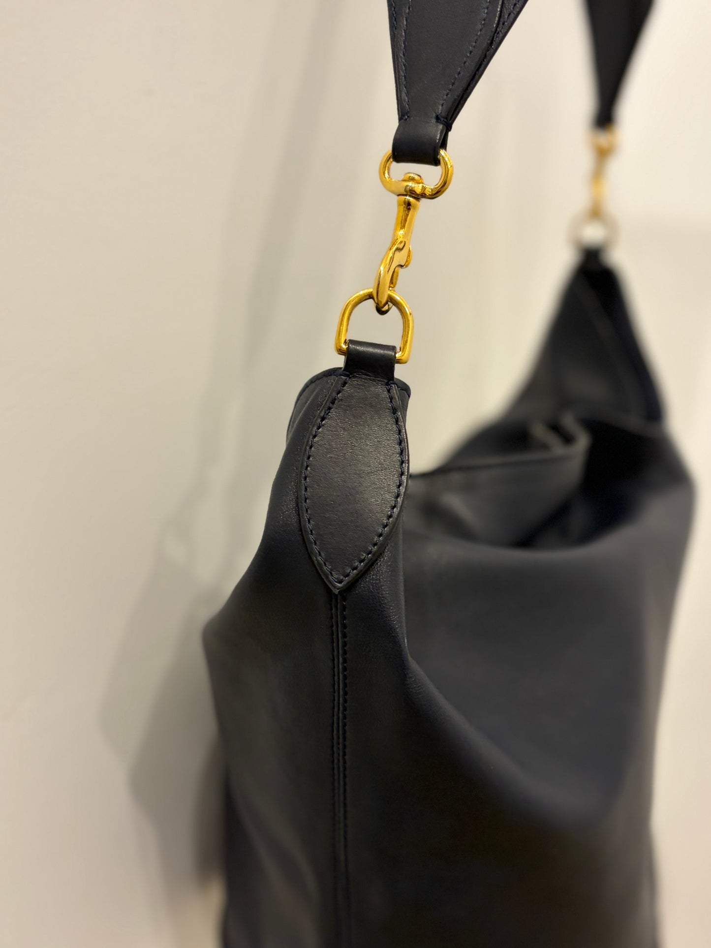 Khaite Black Leather Bucket Shoulder Bag Gold Hardware Made in Italy