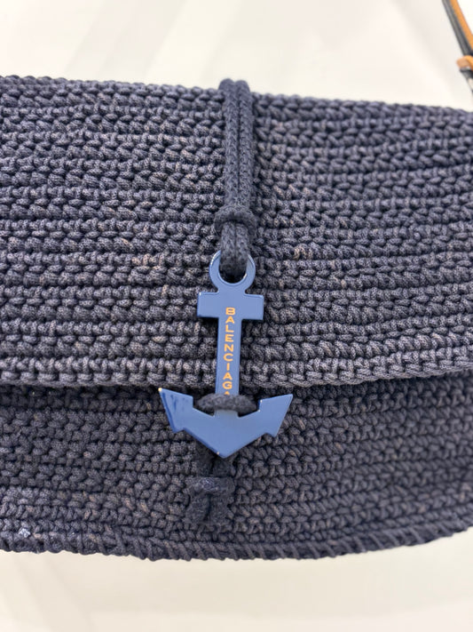 Balenciaga Navy Crochet Anchor Bag w/Mirror