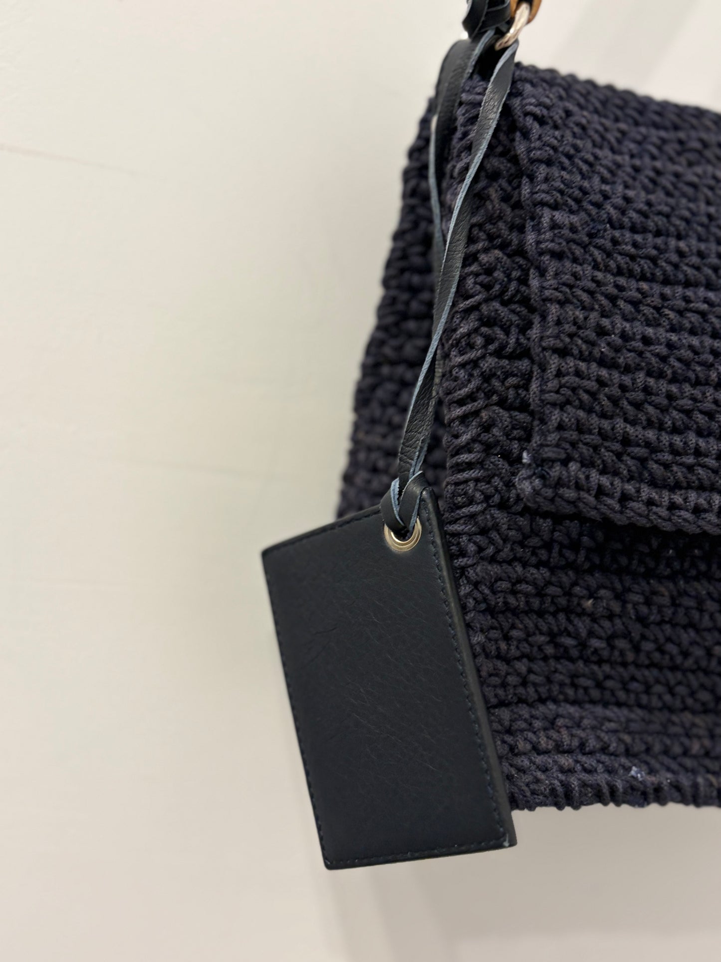 Balenciaga Navy Crochet Anchor Bag w/Mirror