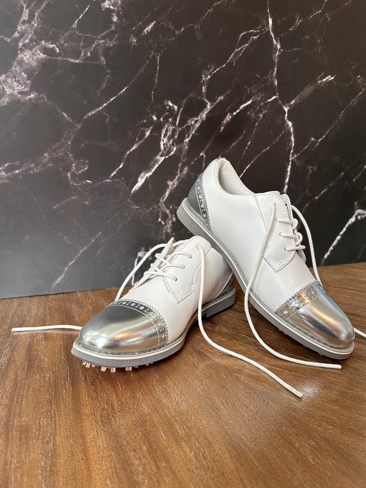 G/FORE Sliver/White Gallivanter Cap-toe Golf Shoes Size 6 Women's