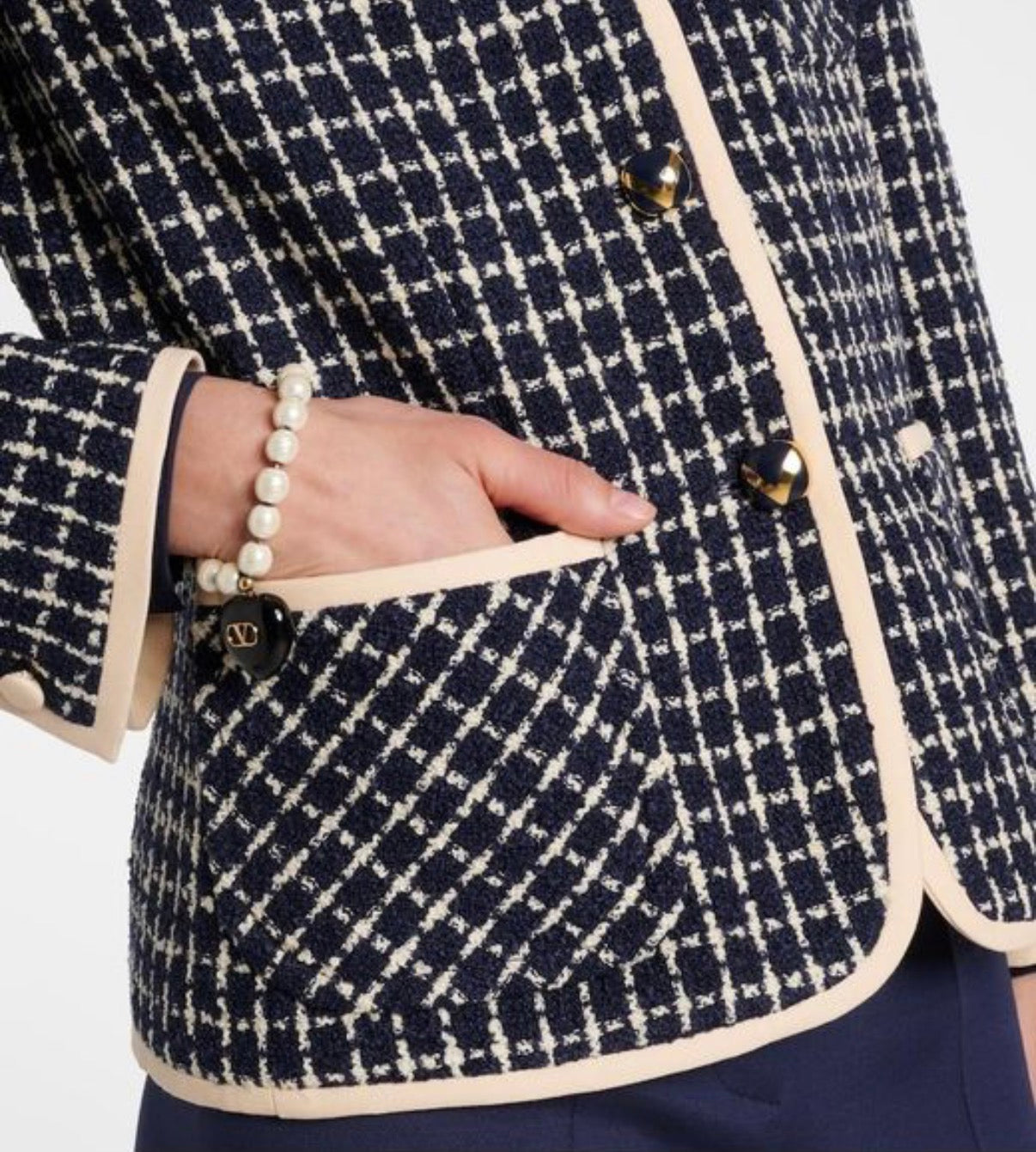 Valentino Navy & Ivory Bouclé Tweed Blazer NWT - IT 42