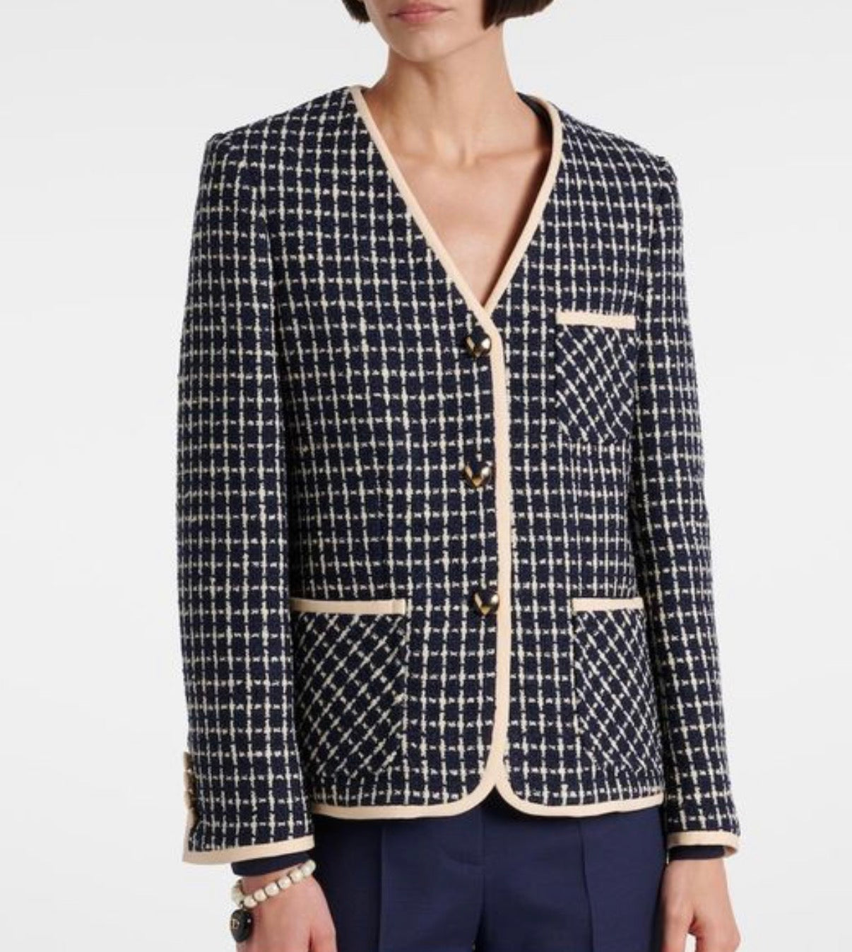 Valentino Navy & Ivory Bouclé Tweed Blazer NWT - IT 42