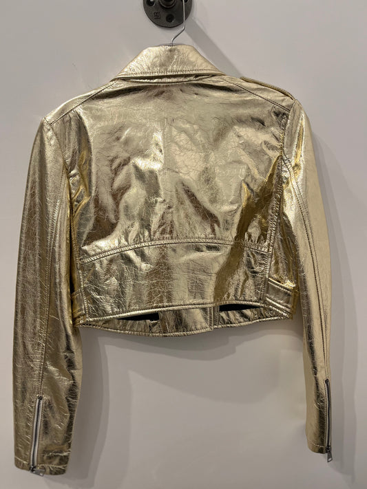 Alyson Eastman Gold Metallic Moto Jacket XS