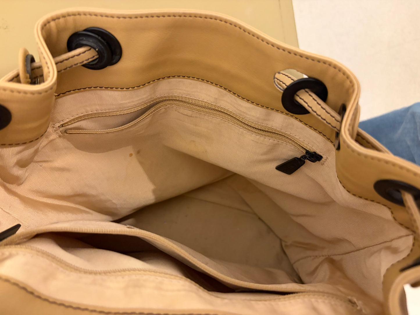Chanel Vintage Beige Lambskin CC Backpack
