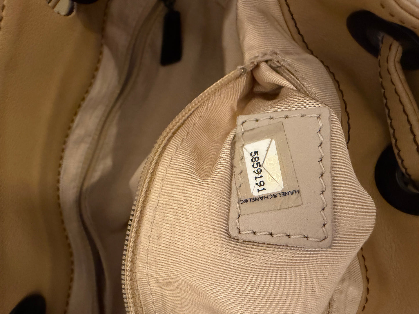 Chanel Vintage Beige Lambskin CC Backpack