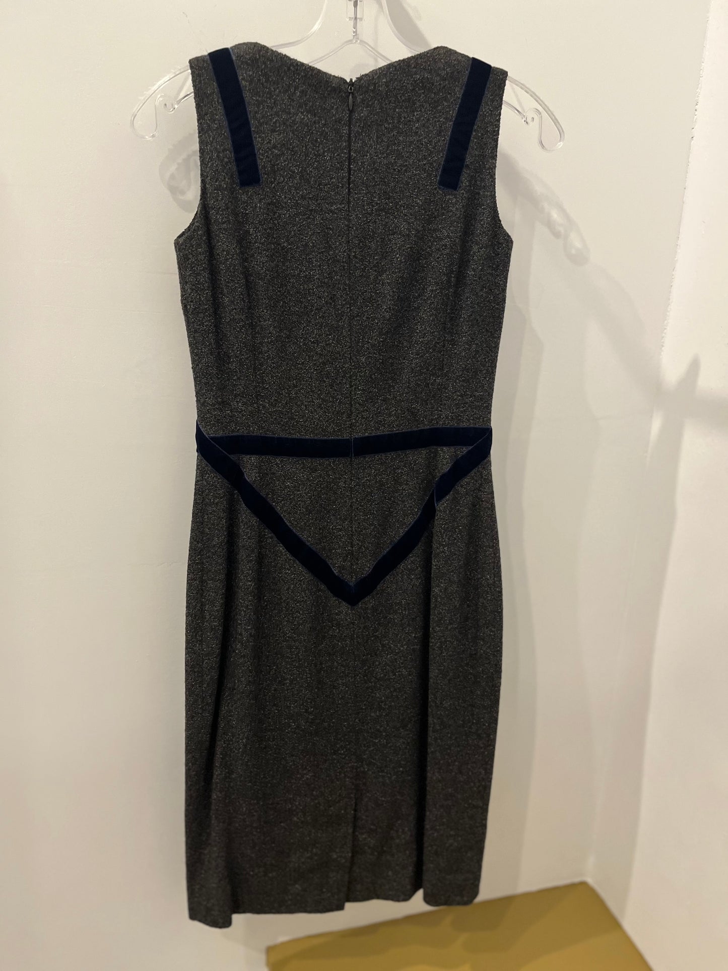 Dolce & Gabbana Sleeveless Wool Sheath Dress with Velvet Trim 2