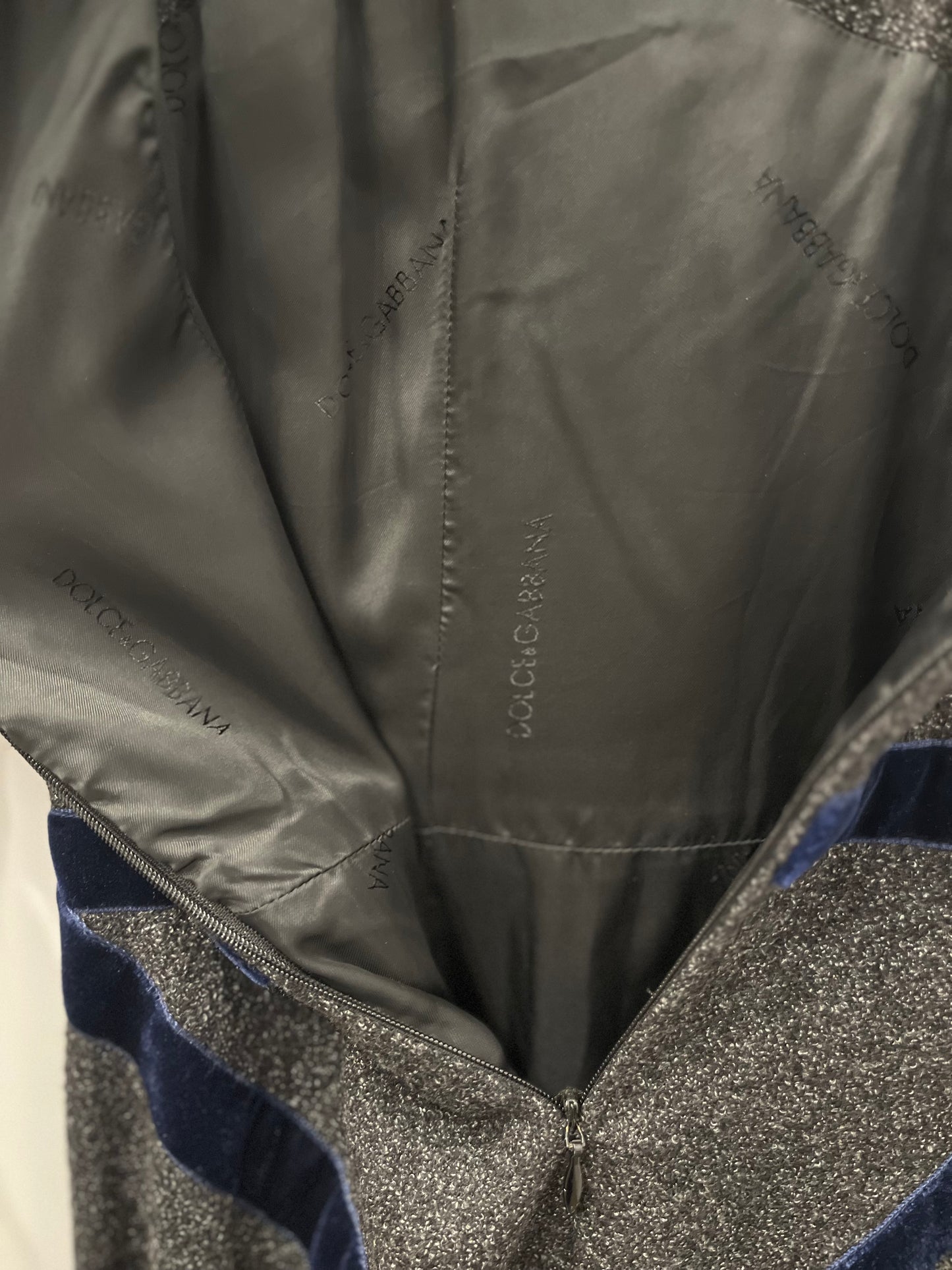 Dolce & Gabbana Sleeveless Wool Sheath Dress with Velvet Trim 2