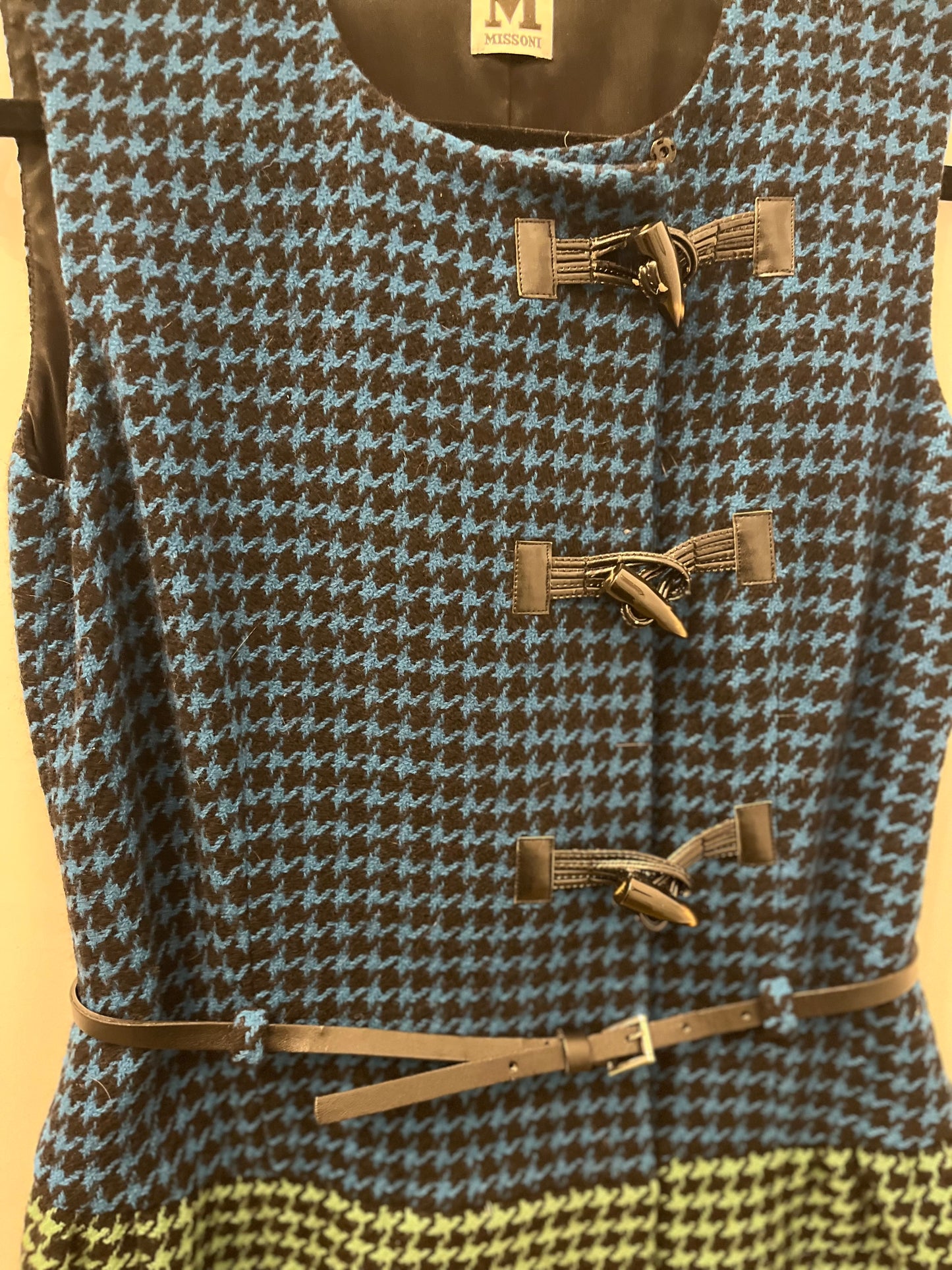 Missoni Sleeveless Wool Dress Color-block Houndstooth with Toggle Detail 4