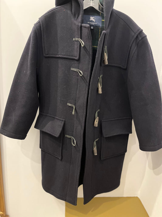 Burberry Wool Duffle Coat – Black with Tartan Lining Size M