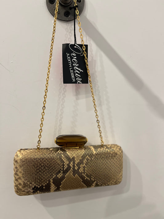 Judith Lieber overture slim rectangle gold evening bag