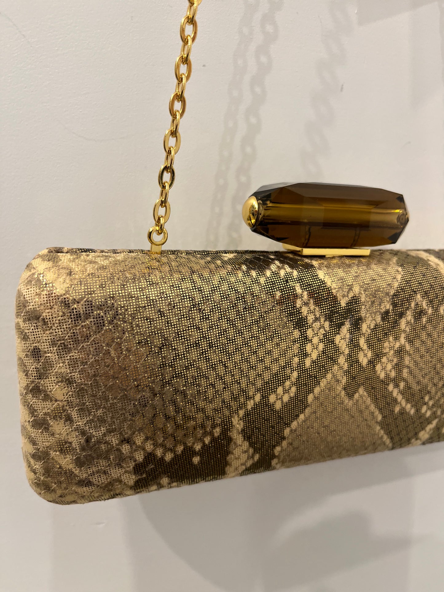 Judith Lieber overture slim rectangle gold evening bag