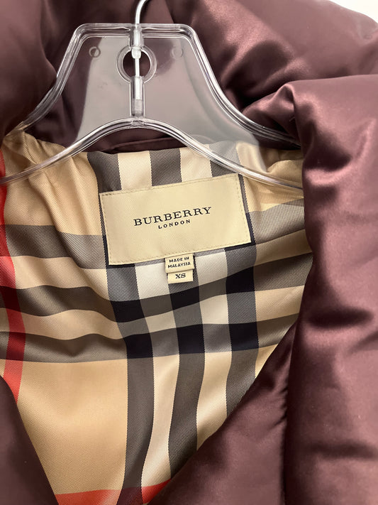 Burberry London women’s plum long down puffer coat XS